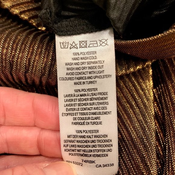 French Connection Taina Metallic Bronze Pleated Jersey Wide Leg Pants Size S - Picture 10 of 16